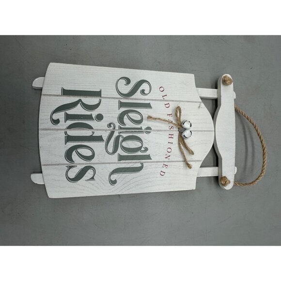 Old Fashioned Sleigh Rides Wall Décor With Bells & Rope Hanger Rustic Wood READ - Picture 4 of 8